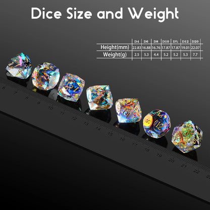 Glass Dice Set – Diamond-Cut Polyhedral Prismatic
