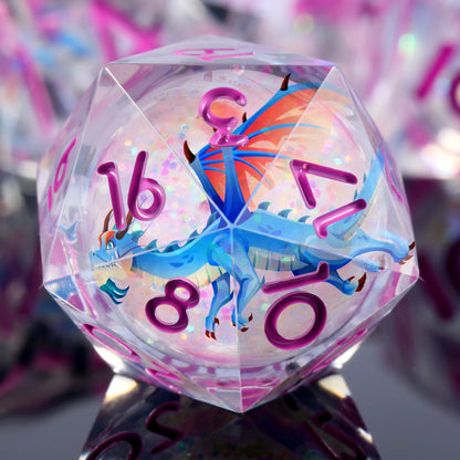 Sharp Edge Dice Set l Liquid Core with Pink ink