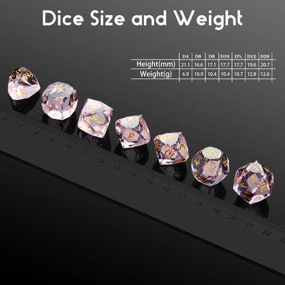 Glass Dice Set - Diamond Cut Pink