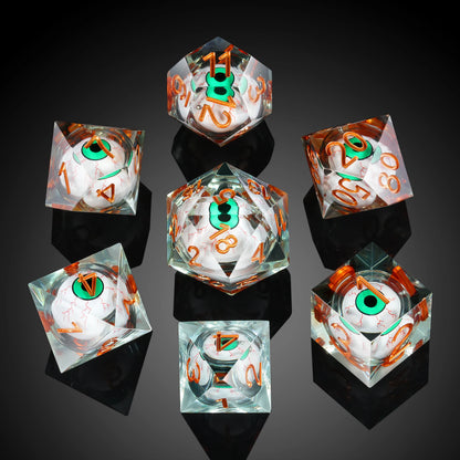 Sharp Edge Dice Set - Green Dragon Eye Liquid Core