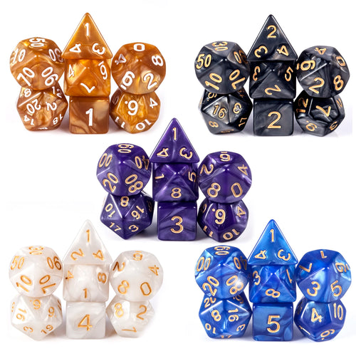 Pearl Acrylic Dice Set – 5 Colorful D&D Dice Sets