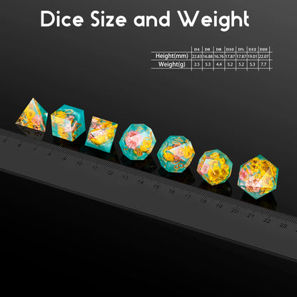 Sharp Edge Dice Set -Yellow and pink Flowers