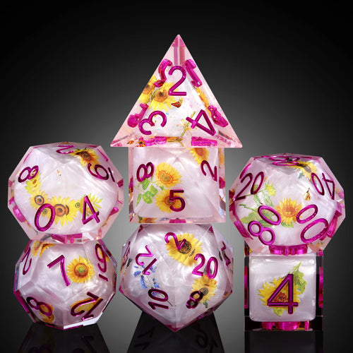 Sharp Edge Dice Set - Sunflower Dice