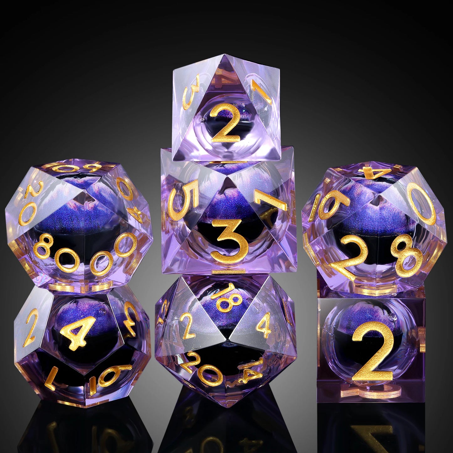 Sharp Edge Dice Set - Dragon Eyes - Liquid Core