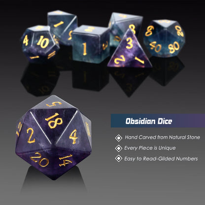 Gemstone Dice Set – Rainbow Fluorite
