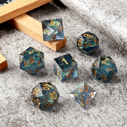 Sharp Edge Dice Set - Dark Cyan