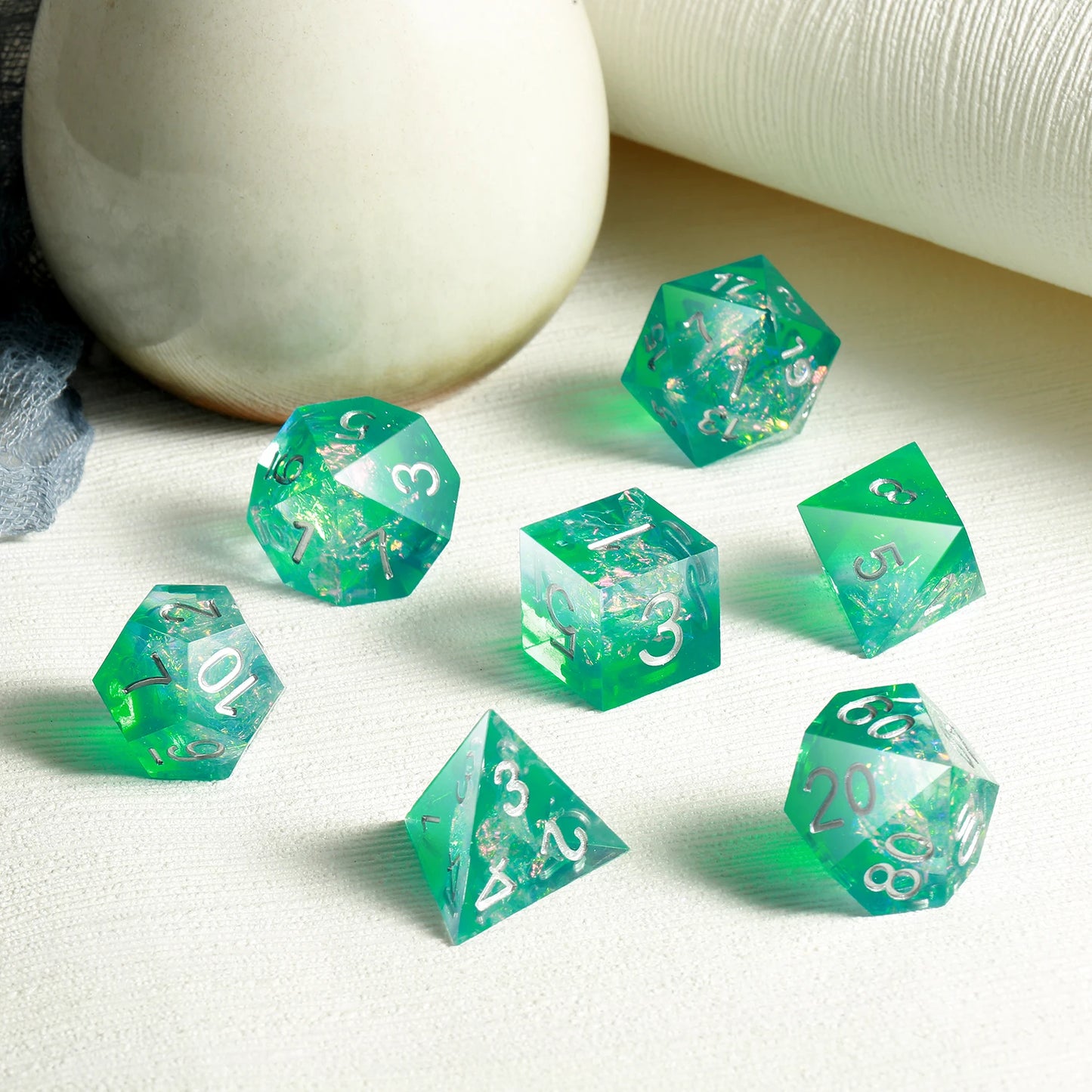 Sharp Edge Dice Set - Green & Blue