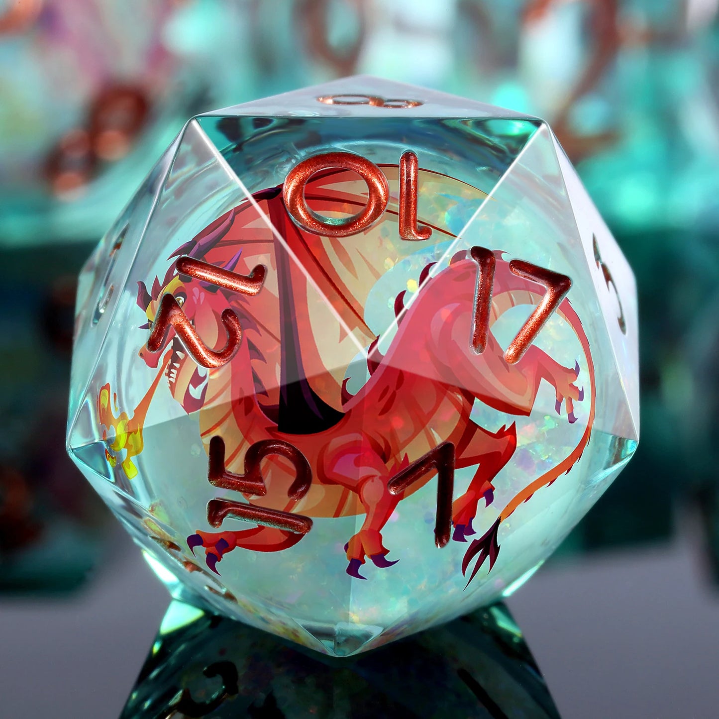 Sharp Edge Dice Set - Shiny Liquid Core Dragon Green