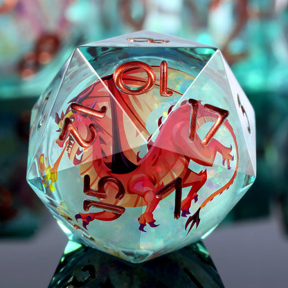 Sharp Edge Dice Set - Shiny Liquid Core Dragon Green