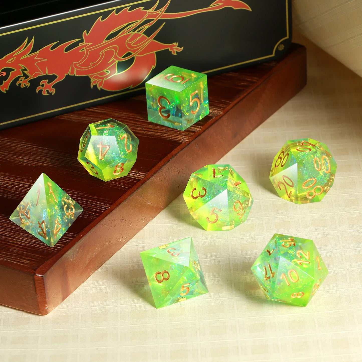Sharp Edge Dice Set - Green Translucent