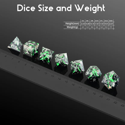 Sharp Edge Dice Set l Lava Green Volcano