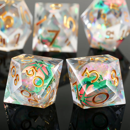Sharp Edge Dice Set l Shiny Liquid Core Gold Ink