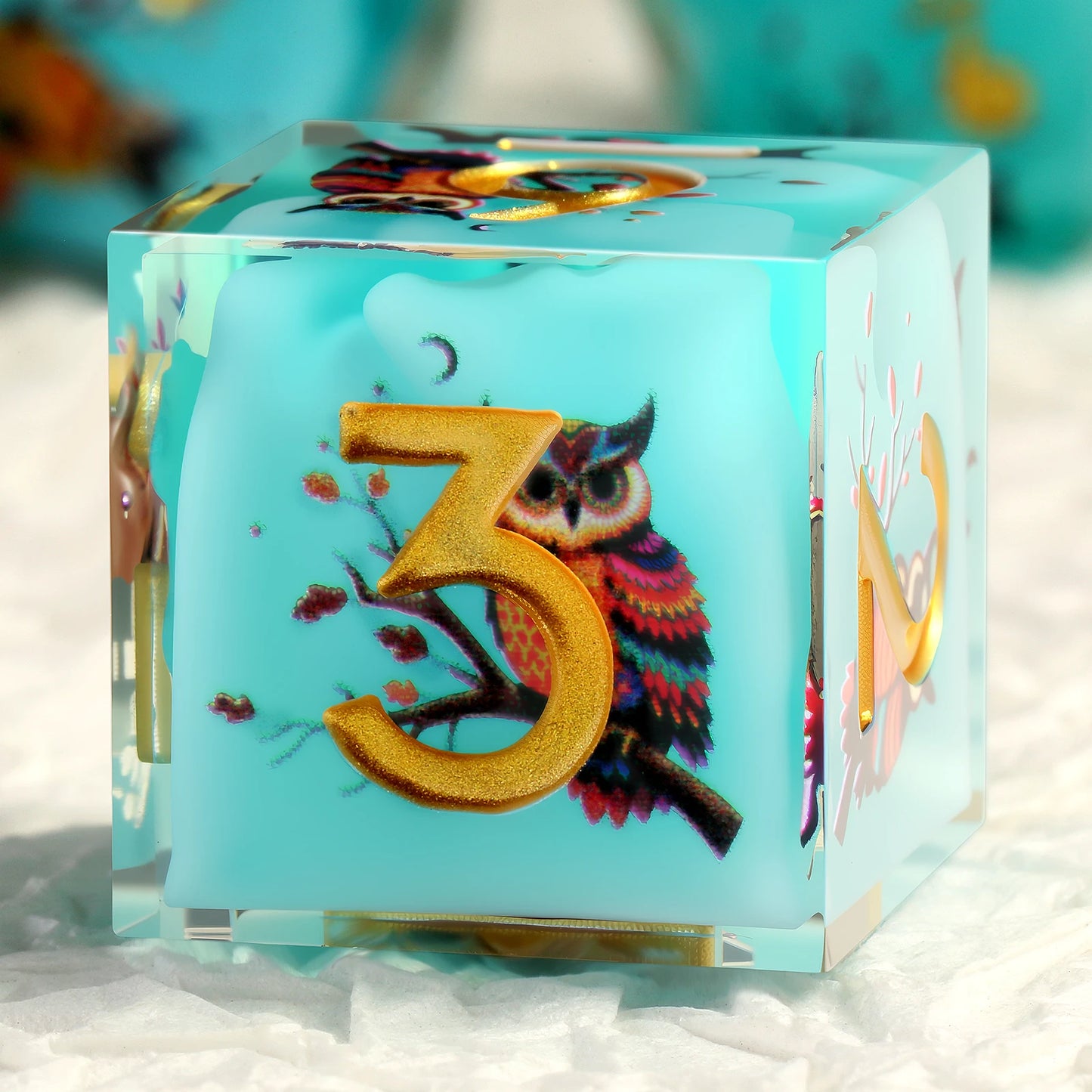 Sharp Edge Dice Set - Blue & Gold Owl