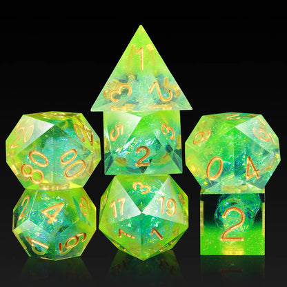 Sharp Edge Dice Set - Green Translucent