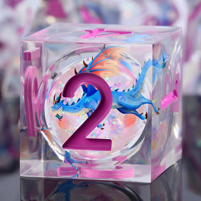 Sharp Edge Dice Set l Liquid Core with Pink ink