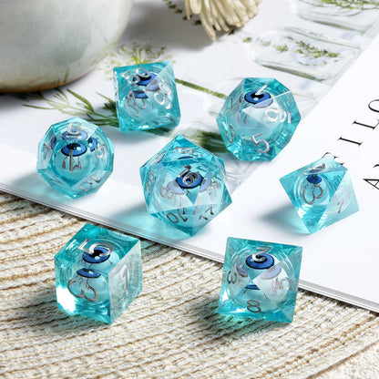 Sharp Edge Dice Set - Blue Dragon Eye Liquid Core