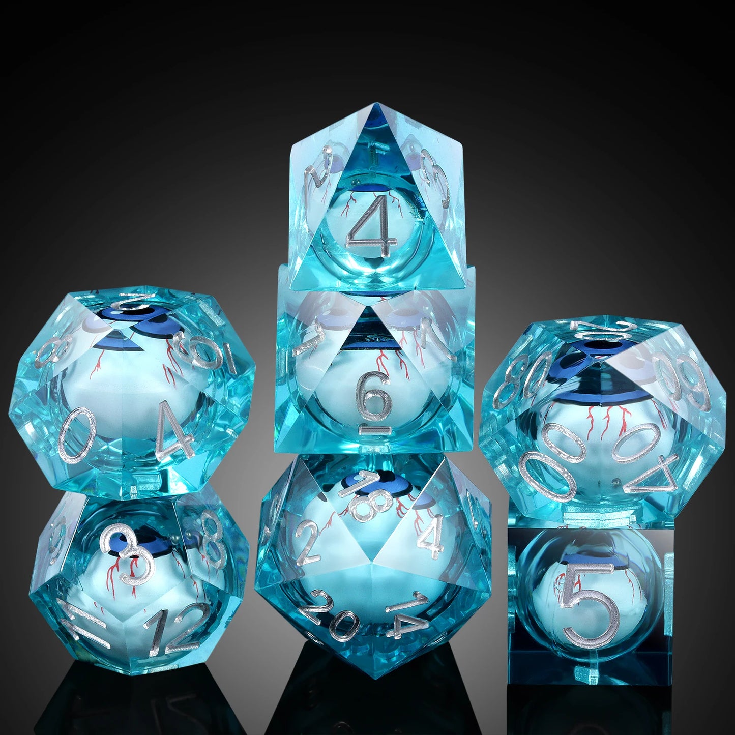 Sharp Edge Dice Set - Blue Dragon Eye Liquid Core