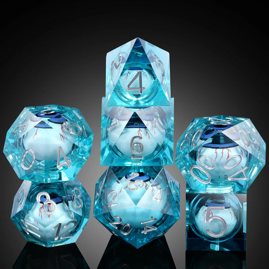 Sharp Edge Dice Set - Blue Dragon Eye Liquid Core