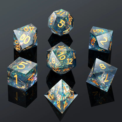 Sharp Edge Dice Set - Dark Cyan