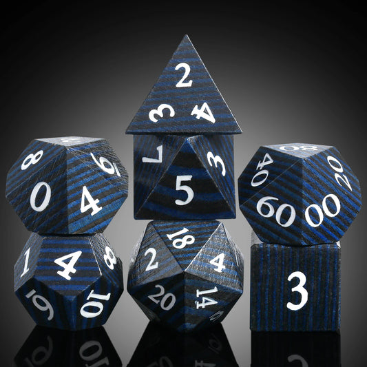 Wood Dice Set | Pure black Stripe