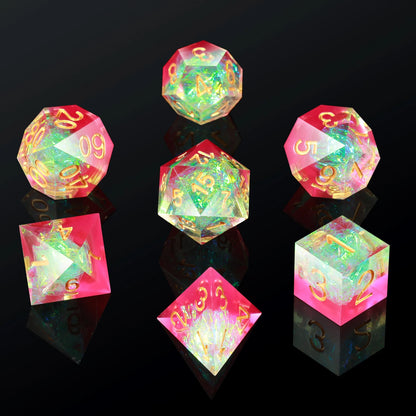 Sharp Edge Dice Set - Rose Translucent