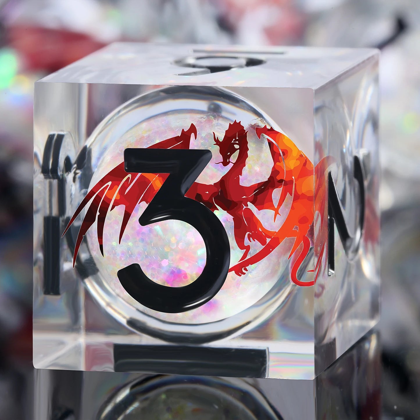 Sharp Edge Dice Set - Red Dragon White Liquid Core