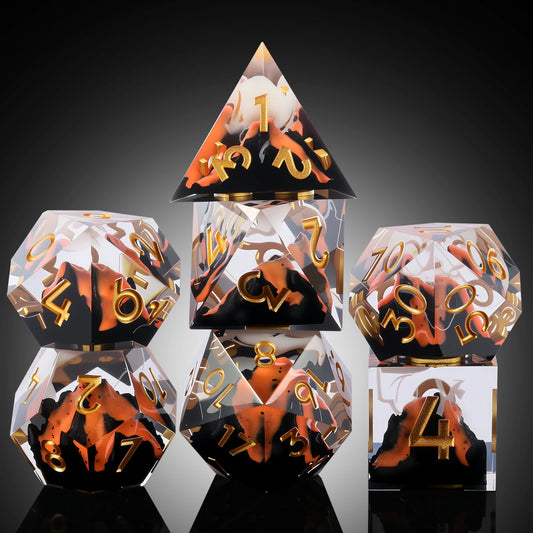 Sharp Edge Dice Set l Red Volcano