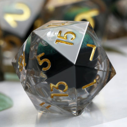 Sharp Edge Dice Set - Green Dragon Eyes ball - Liquid Core