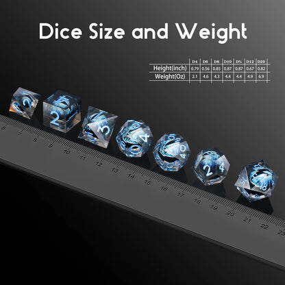 Sharp Edge Dice Set - Blue Dragon Eyes - Liquid Core