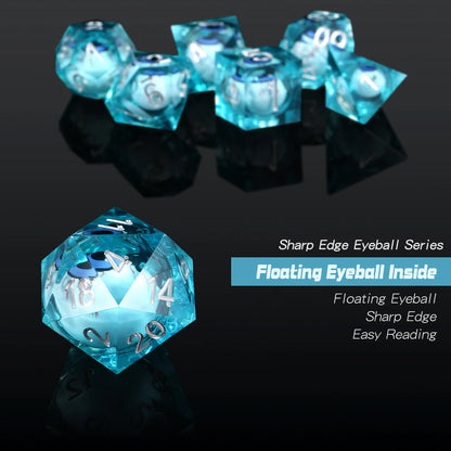 Sharp Edge Dice Set - Blue Dragon Eye Liquid Core