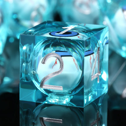 Sharp Edge Dice Set - Blue Dragon Eye Liquid Core