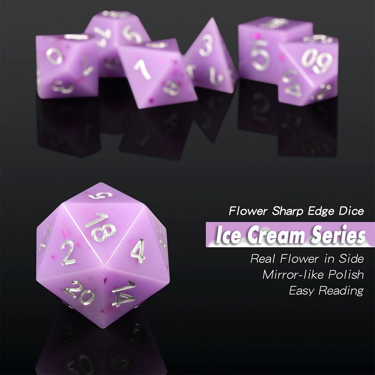 Sharp Edge Dice Set l Taro Ice Cream