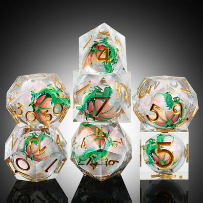 Sharp Edge Dice Set l Shiny Liquid Core Gold Ink