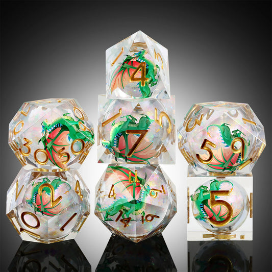 Sharp Edge Dice Set l Shiny Liquid Core Gold Ink