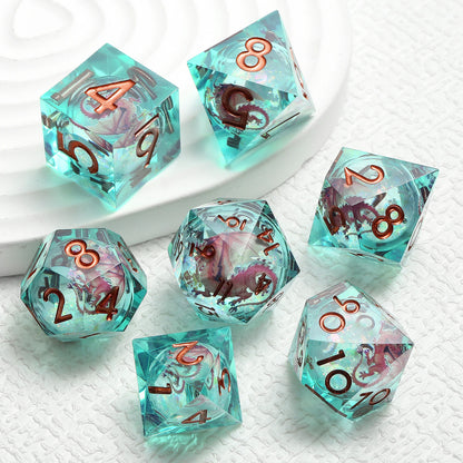 Sharp Edge Dice Set - Shiny Liquid Core Dragon Green