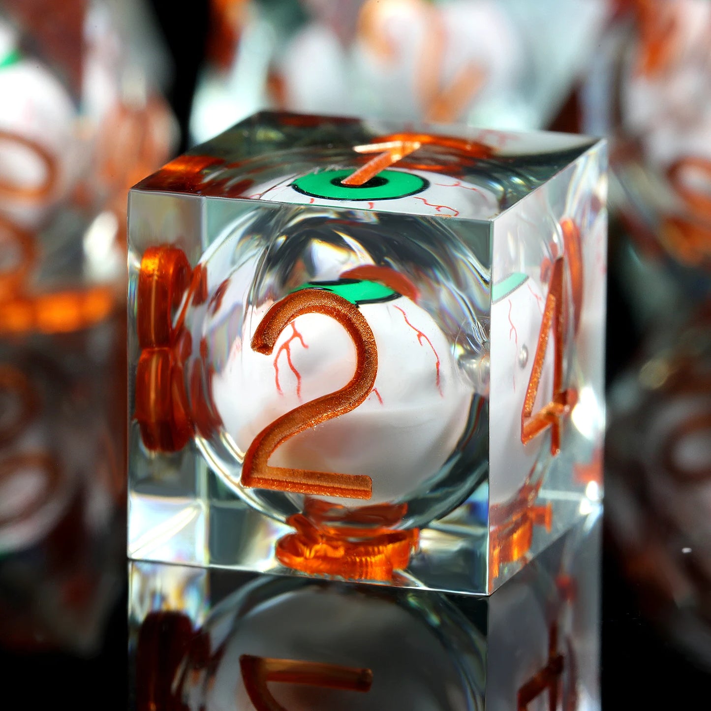 Sharp Edge Dice Set - Green Dragon Eye Liquid Core