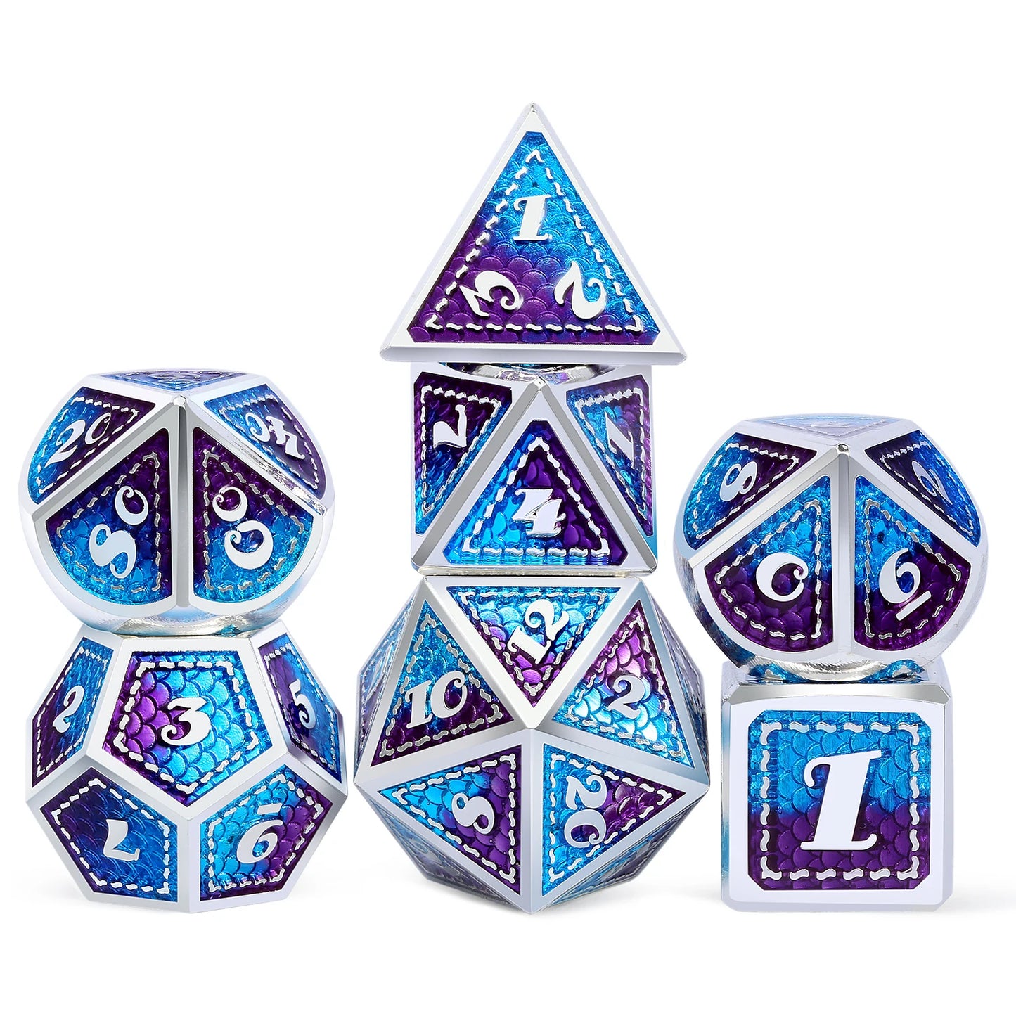 Dragon Scale Metal Dice – Blue & Purple