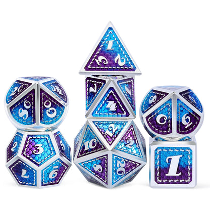 Dragon Scale Metal Dice – Blue & Purple