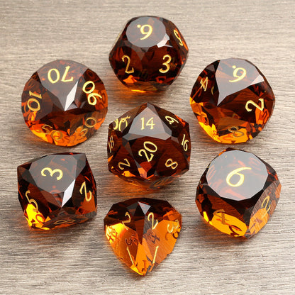 Glass Dice Set – Diamond-Cut  Brown