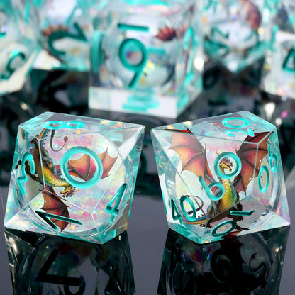 Sharp Edge Dice Set l Liquid Core Dragon Green