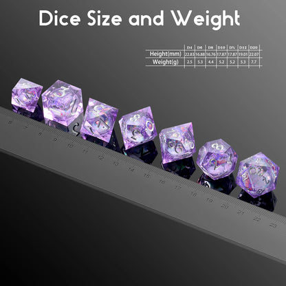 Sharp Edge Dice Set l Liquid Core Purple Dragon