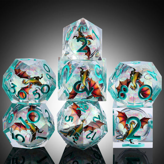 Sharp Edge Dice Set l Liquid Core Dragon Green