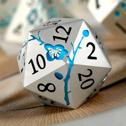 Plum Blossom Dice Set - Glow-in-the-Dark Blue