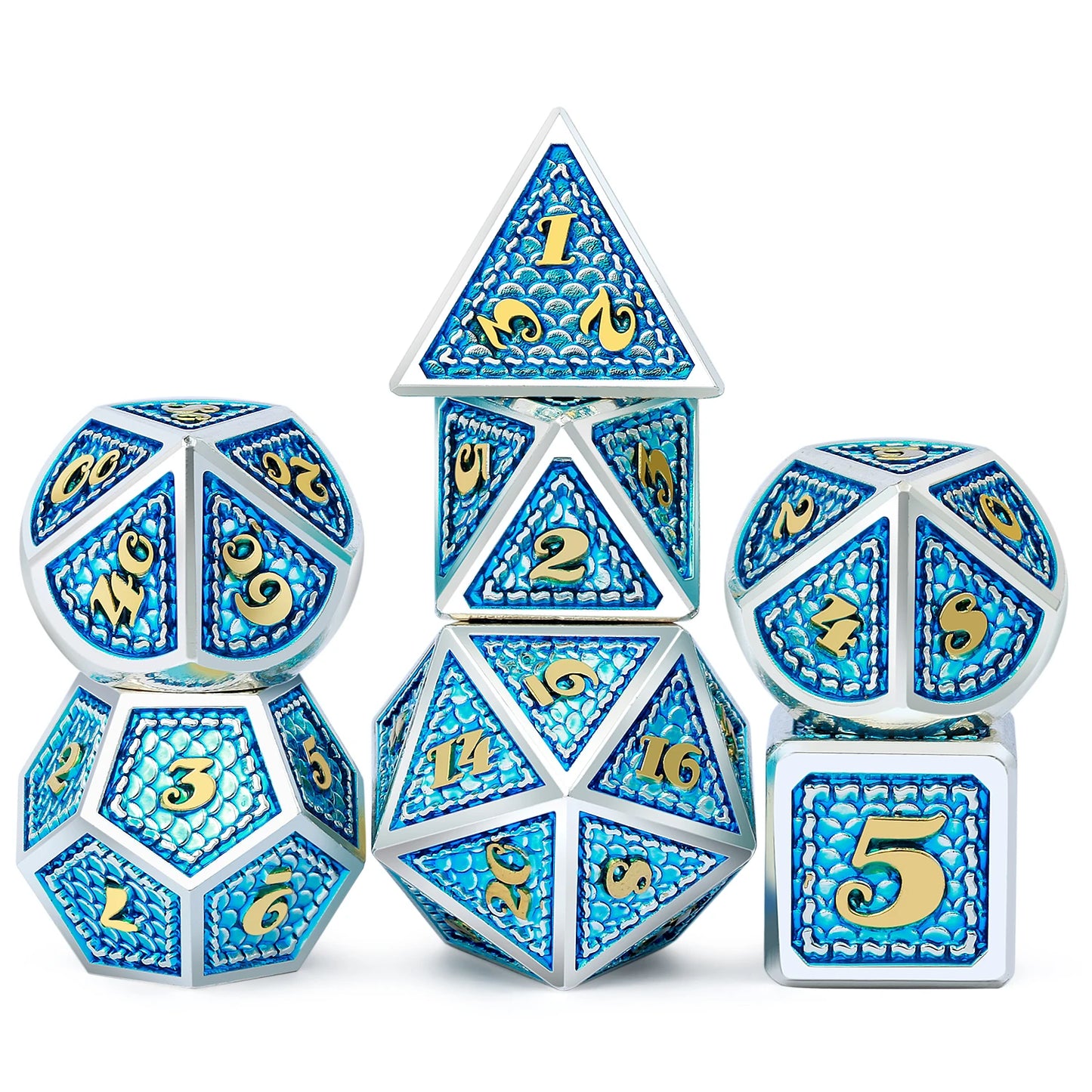 Dragon Scale Metal Dice – Blue & Purple