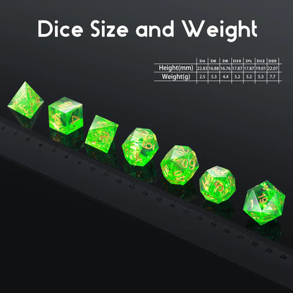 Sharp Edge Dice Set l Green Sharp Edge D&D Dice Set