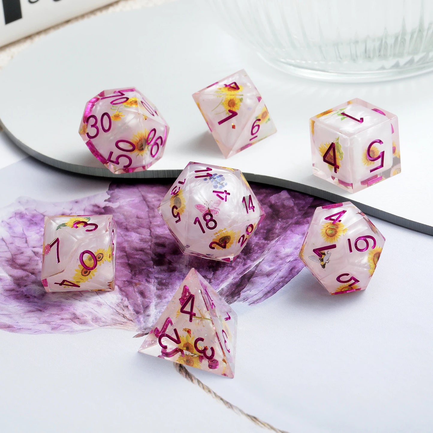 Sharp Edge Dice Set - Sunflower Dice