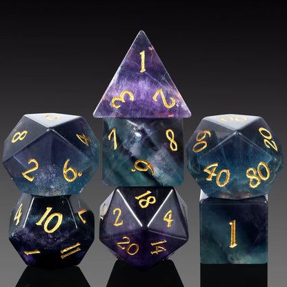 Gemstone Dice Set – Rainbow Fluorite