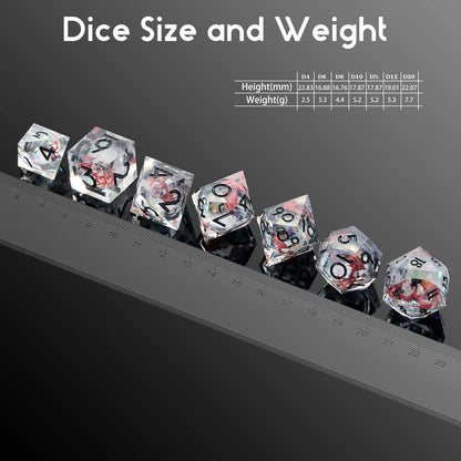 Sharp Edge Dice Set - Red Dragon White Liquid Core