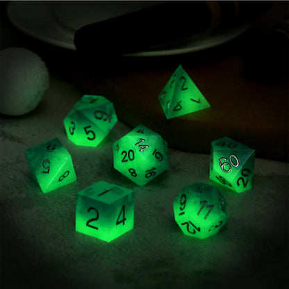 Sharp Edge Dice set - Glow in the Dark Blue