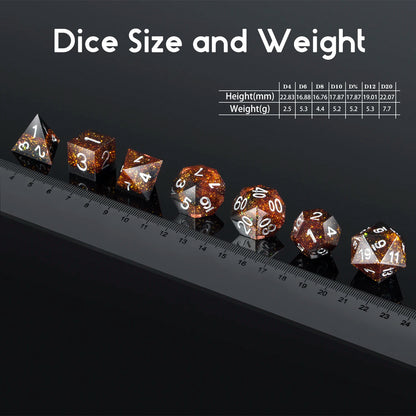 Sharp Edge Dice Set l Black & Brown with Glitter